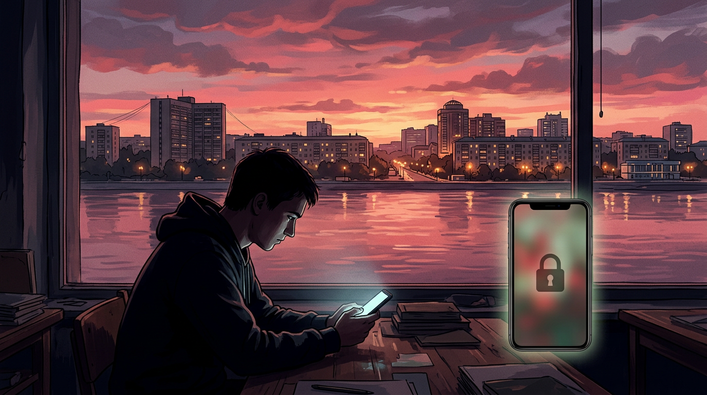 Иллюстрация к материалу о помощи при зависимости от ставок: городской контекст и символический образ выхода из игры без призыва к беттингу