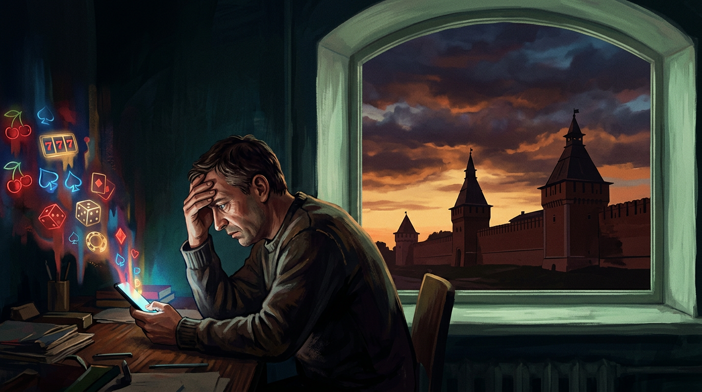 Иллюстрация к материалу о помощи при зависимости от ставок: городской контекст и символический образ выхода из игры без призыва к беттингу